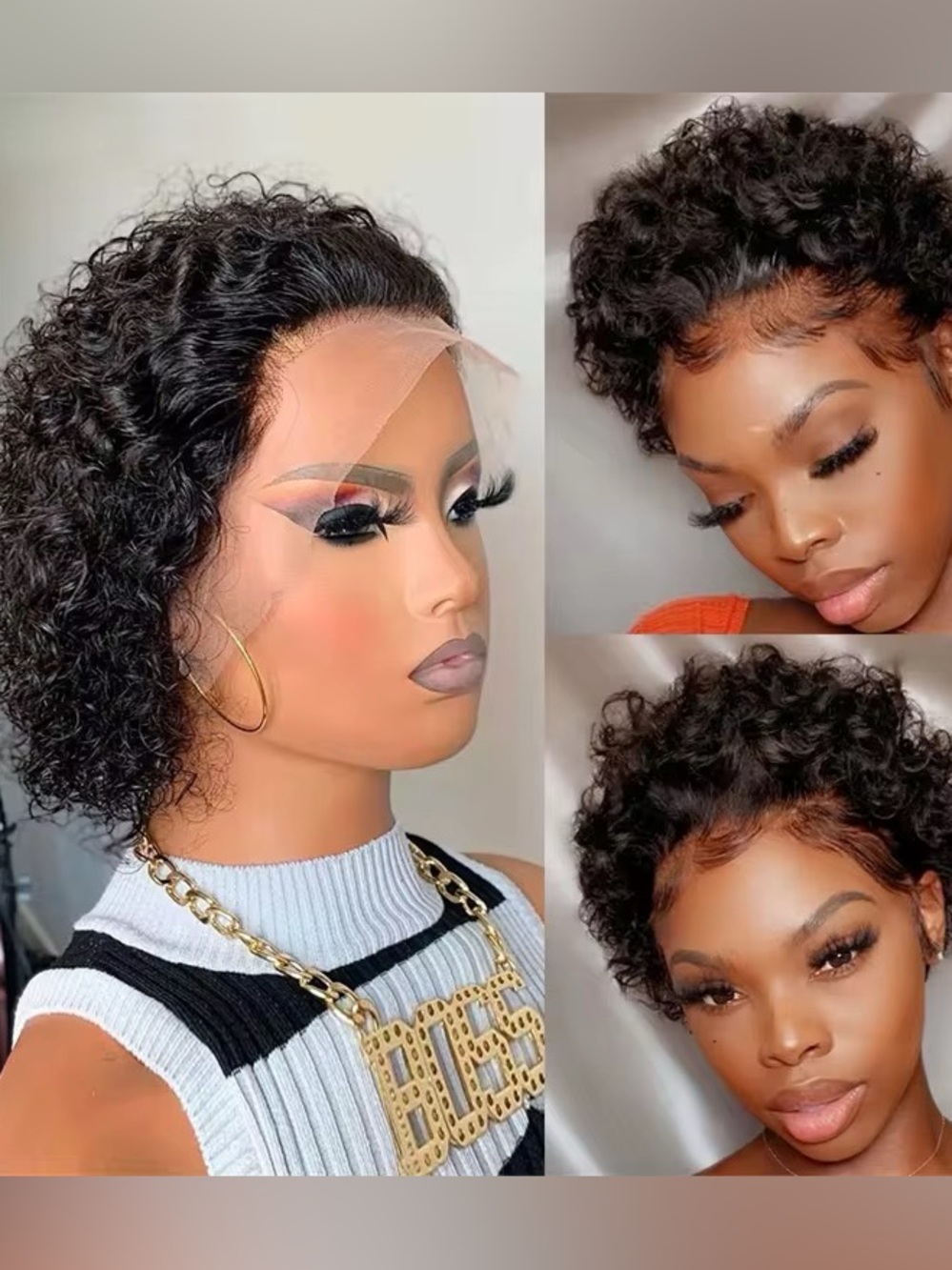 New Short Curly Pixie Cut Lace Wig Front 8 inch Hd Human Hair Summer ready